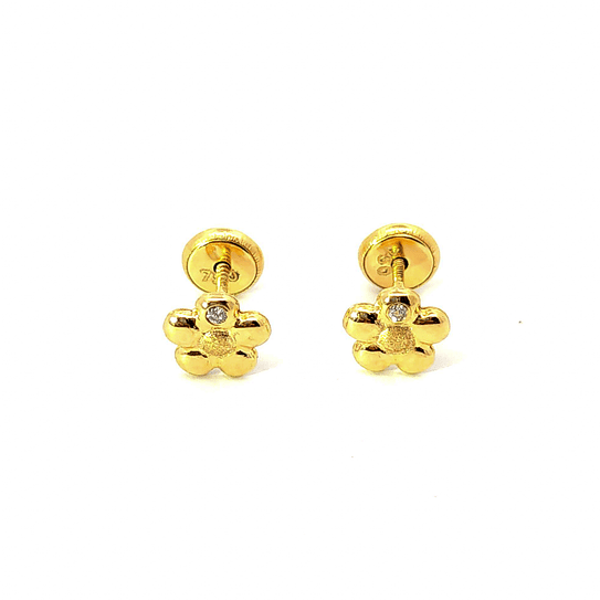 Aro de oro 18k diseño flor con circon 1