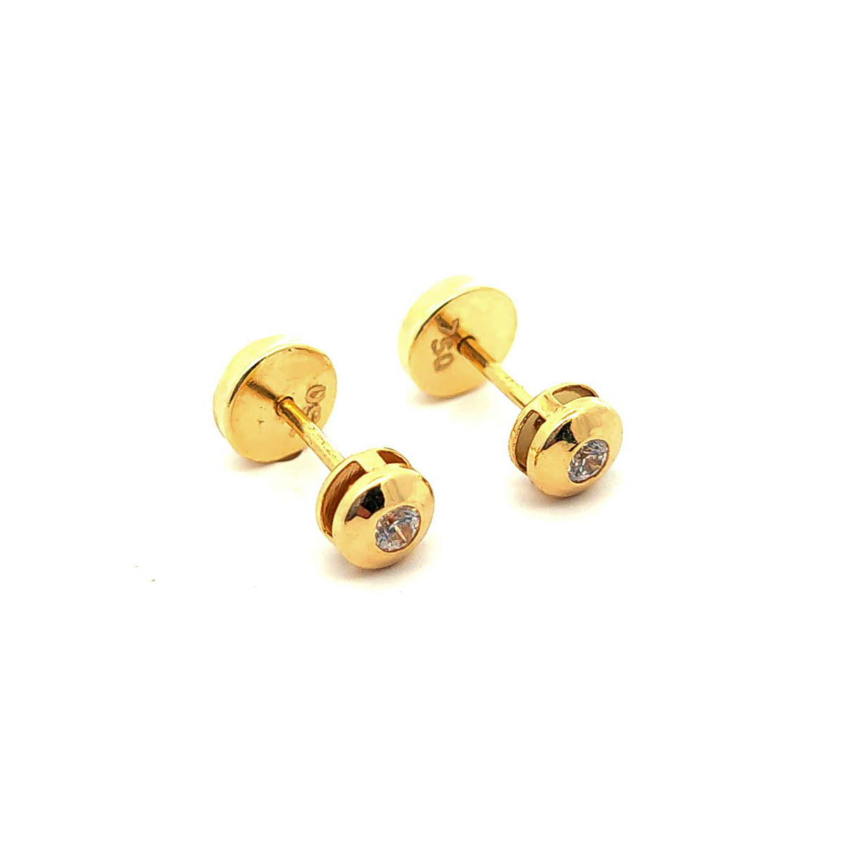 Aros abridores de oro 18k con circón central 4,5 mm 2