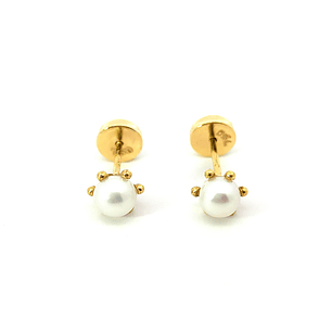 Aros abridores de oro 18k con perla central