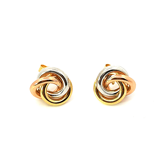 Aros  de oro 18k tricolor de esferas