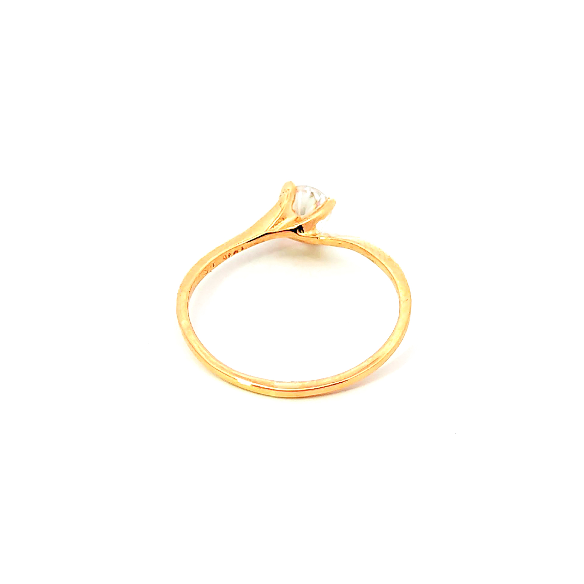 Anillo de oro 18k con piedra central incolora, peso 1,17 grs, Talla 14 3