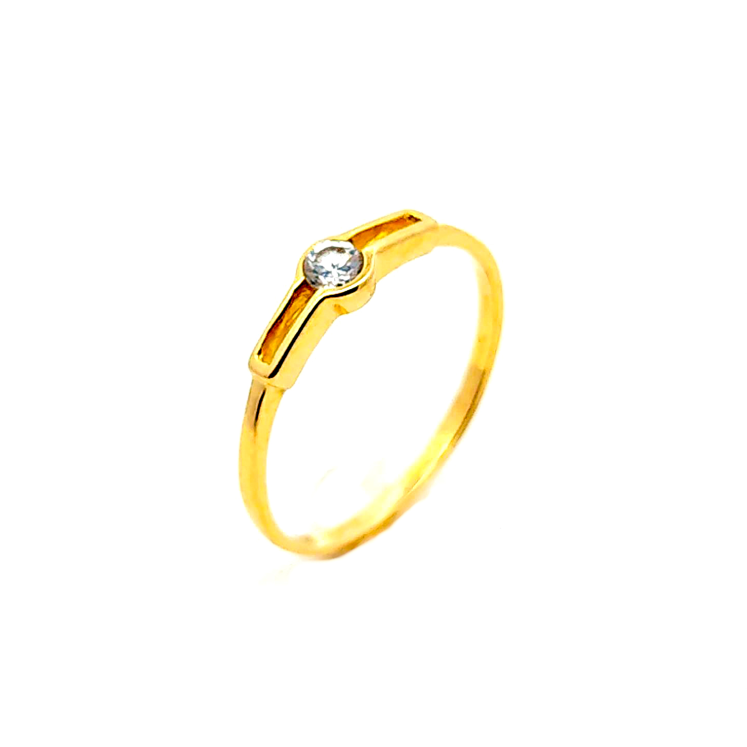 Anillo de oro 18k solitario con piedra central incolora, peso 1,49 grs, Talla 13 1