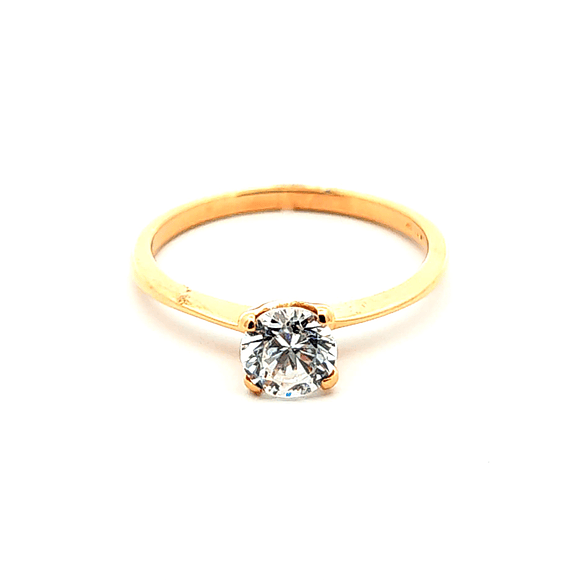 Anillo de oro 18k modelo solitario con piedra incolora, peso 2,13 grs y talla 13