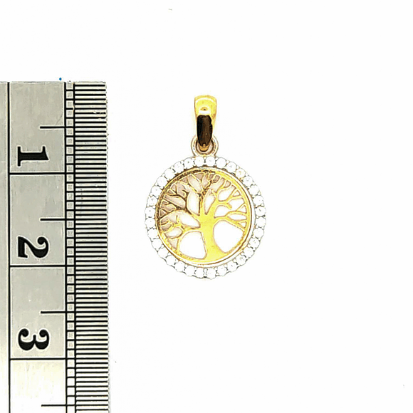 Colgante de arbol de la vida bicolor en oro 18k