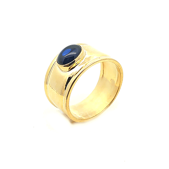 Anillo de oro 18k modelo romano con piedra azul, peso 6,7 grs talla 20