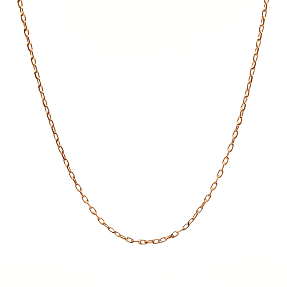 Cadena de oro 18k de eslabón simple con broche resorte, peso 3,3 grs 56 cm