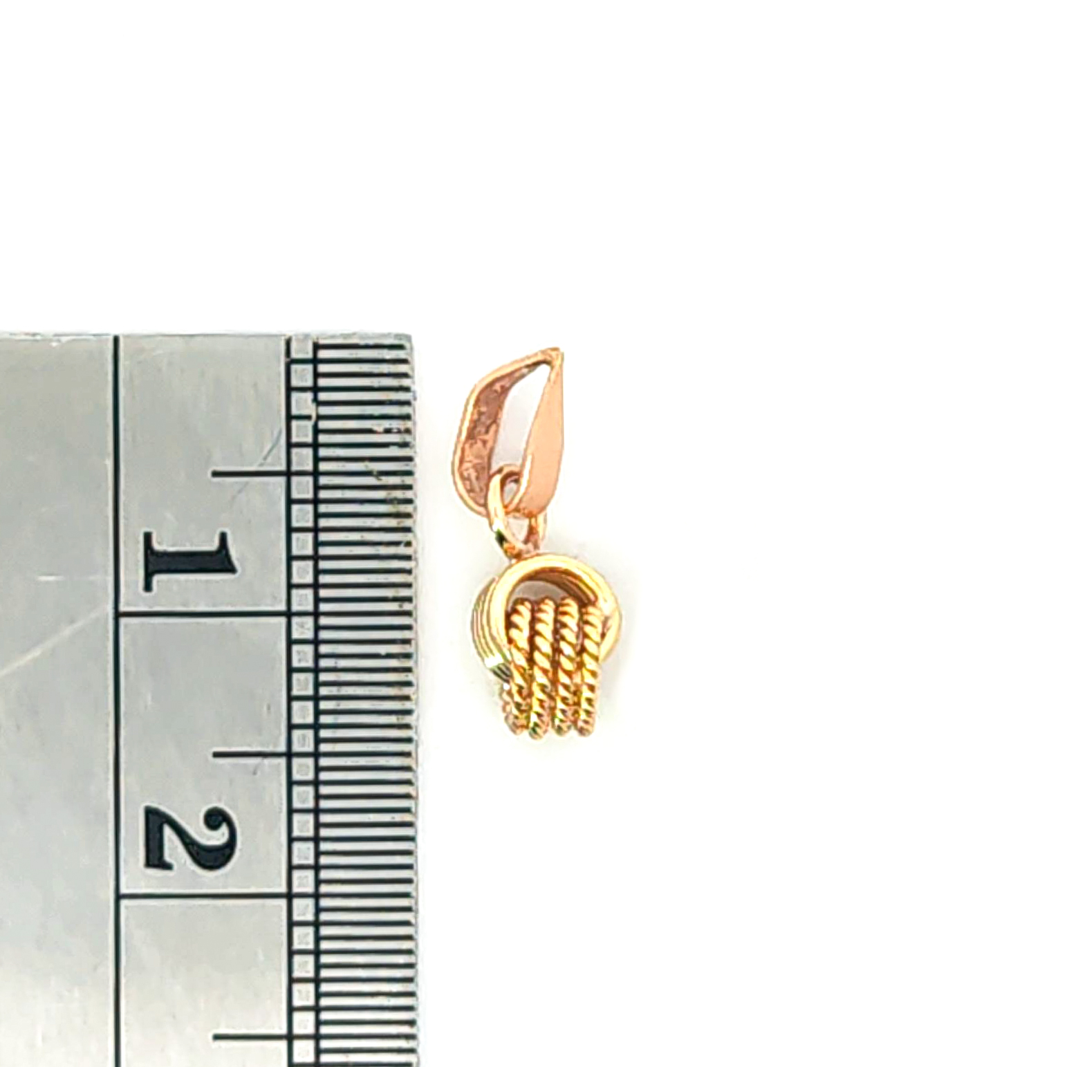 Colgante de oro 18k bicolor modelo nudo, peso 0,7 grs 2