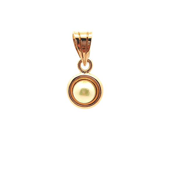 Colgante de oro 18k circular con perla, peso 2,1 grs