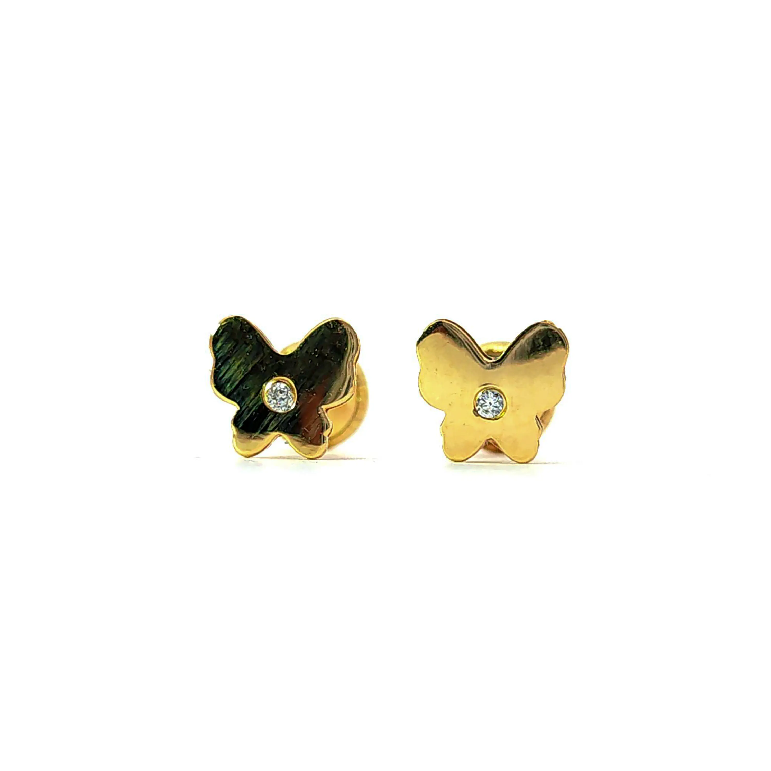 Aros de oro 18k en forma de mariposa con circon central 2
