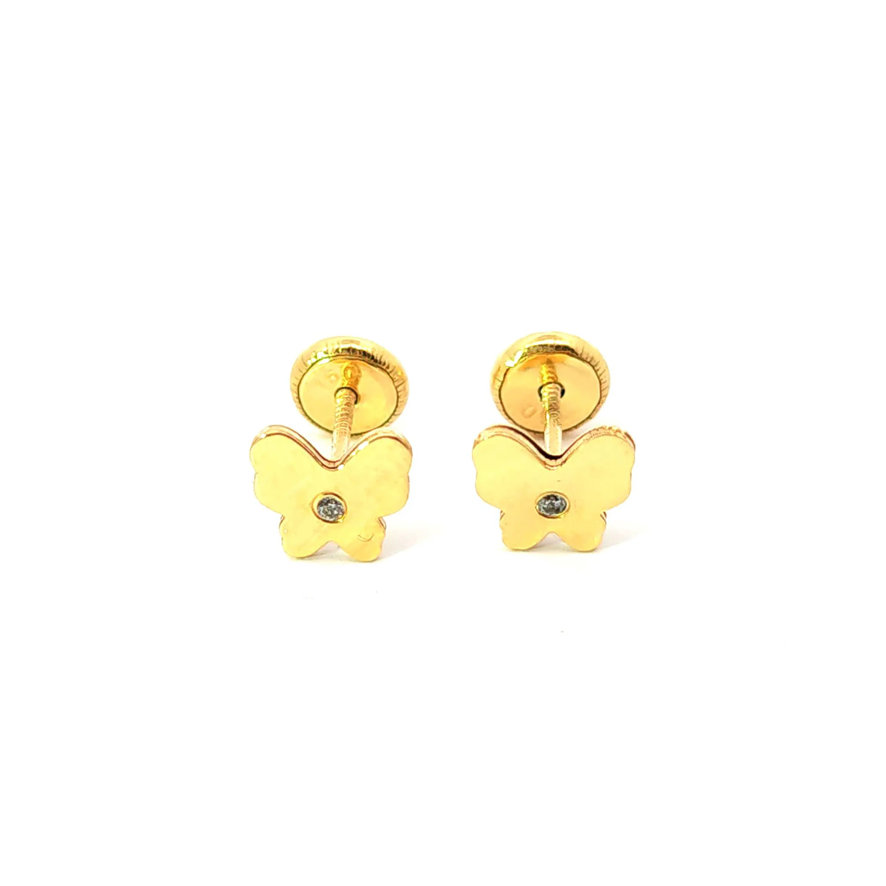 Aros de oro 18k en forma de mariposa con circon central 1