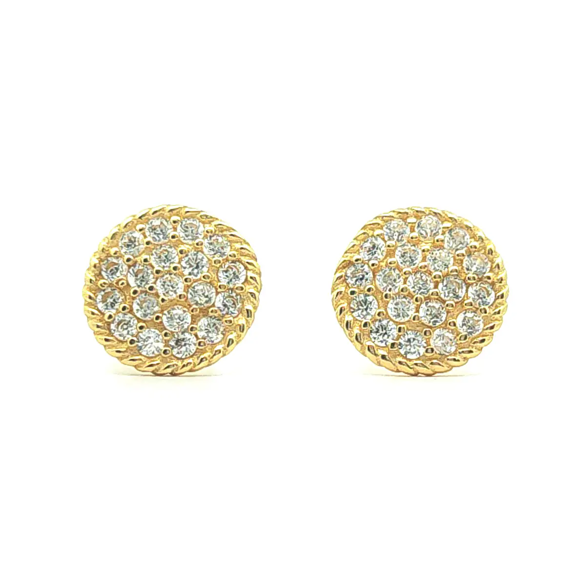Aros de oro 18k de forma circular con circones, peso 1,17 grs 1