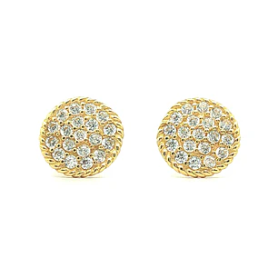 Aros de oro 18k de forma circular con circones, peso 1,17 grs
