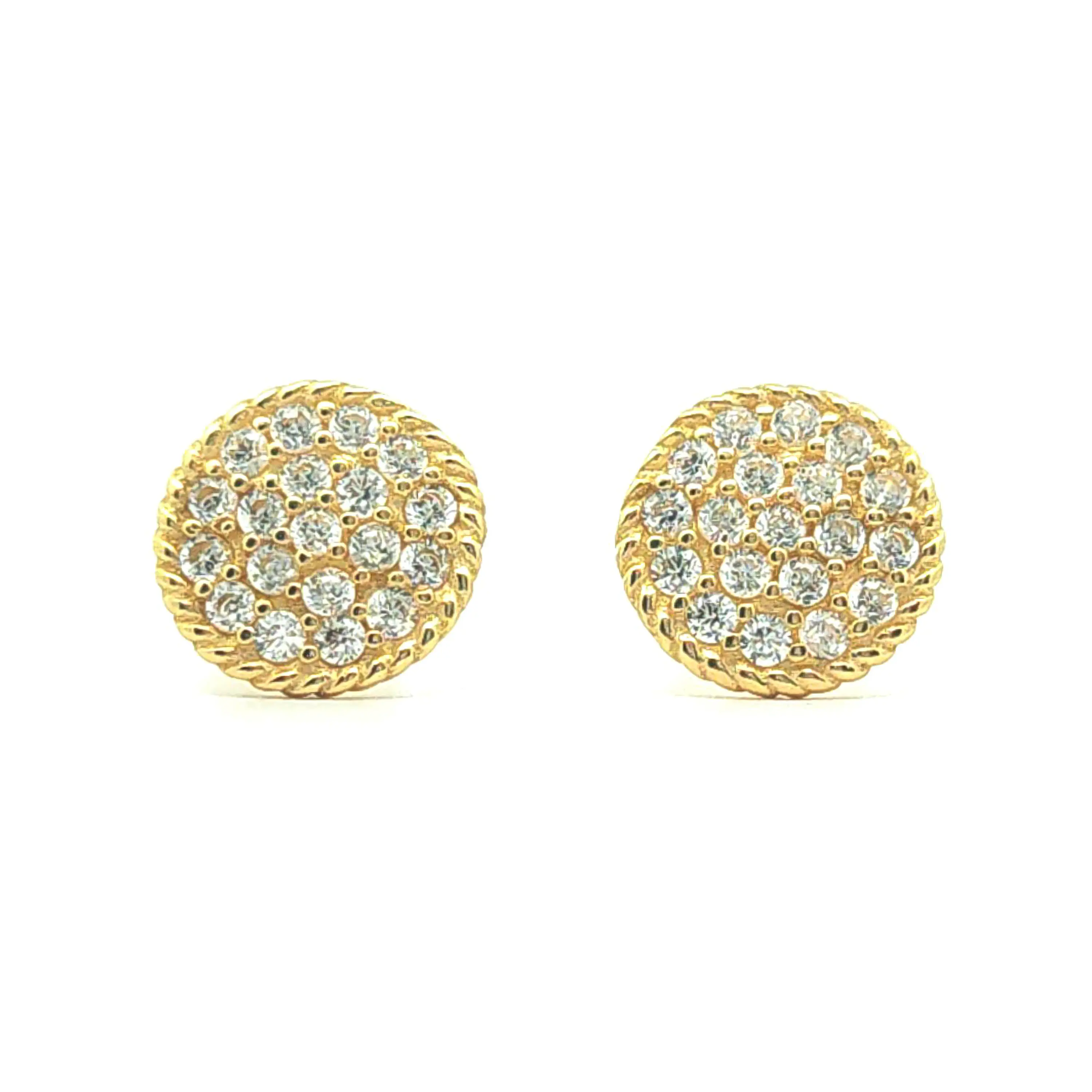 Aros de oro 18k de forma circular con circones, peso 1,17 grs 1