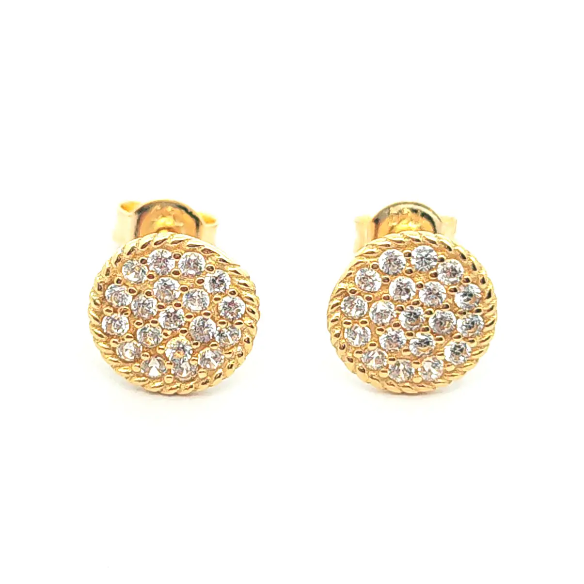 Aros de oro 18k de forma circular con circones, peso 1,17 grs 2