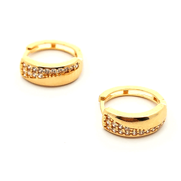 Aros de oro 18k forma de argollas con circones, peso 2,05 grs