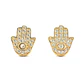 Aros de oro 18k con forma de la mano de fatima y circones, peso 1,93 grs - Miniatura 2