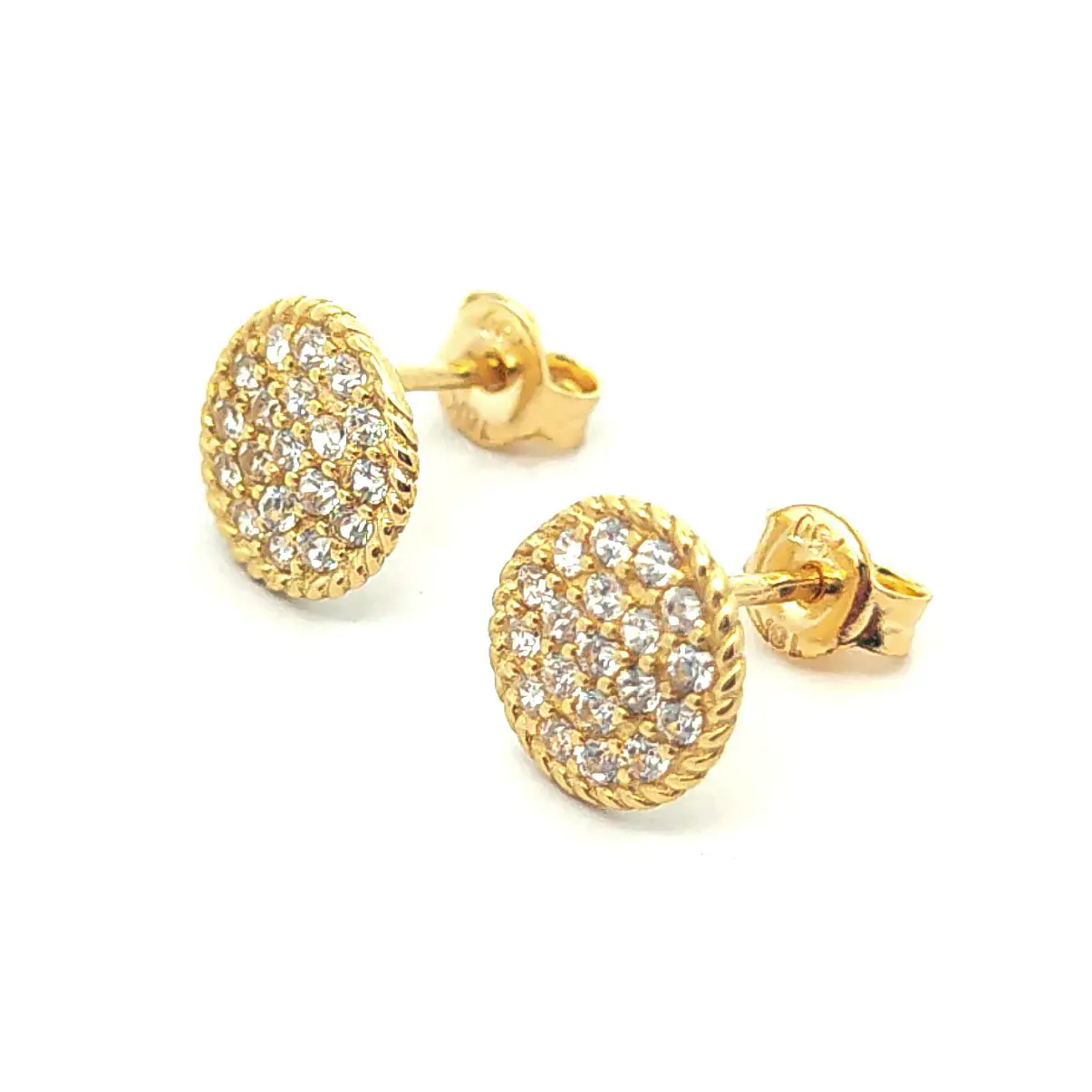 Aros de oro 18k de forma circular con circones, peso 1,17 grs 3