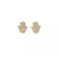 Aros de oro 18k con forma de la mano de fatima y circones, peso 1,93 grs - Miniatura 4