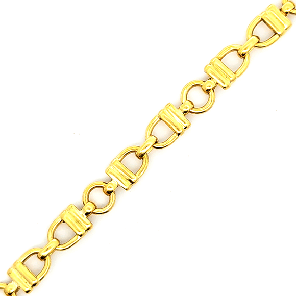 Pulsera de oro 18k eslabones mixtos, peso 17,27 grs, medida 21 cm