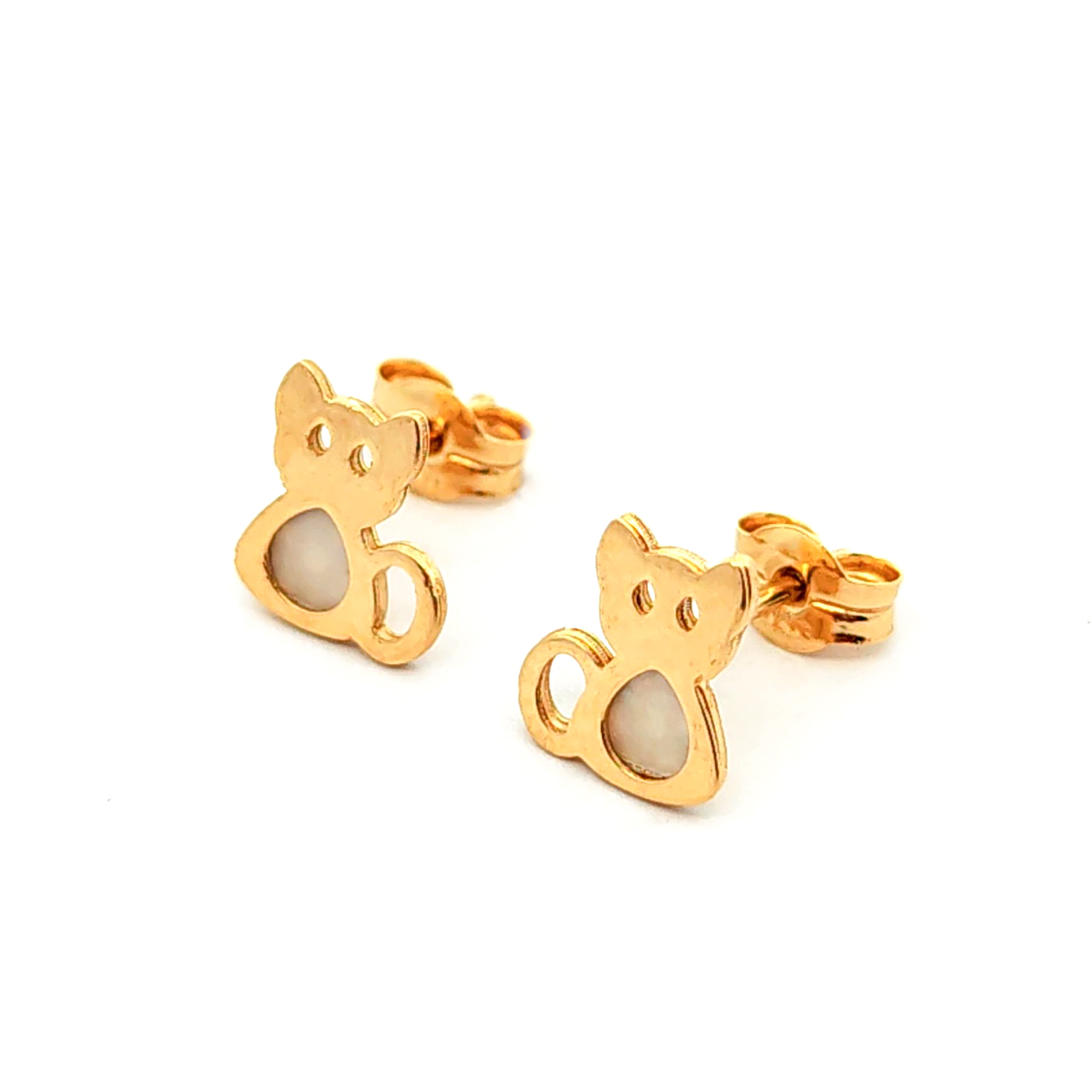 Aro de oro 18 con diseño de gato 3