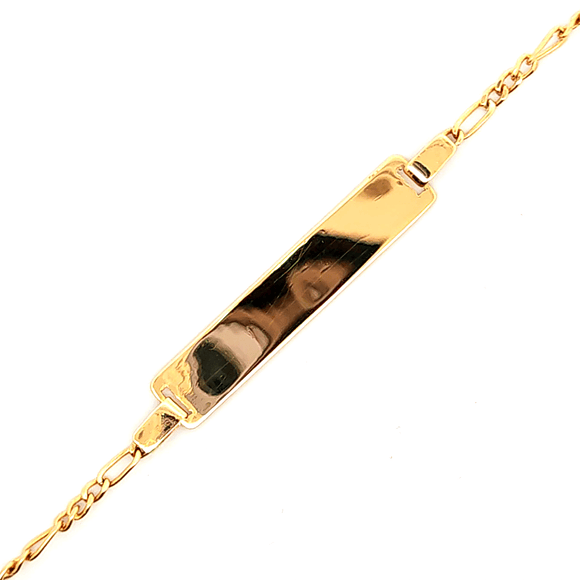 Pulsera de oro 18k Cartier con placa, peso 4,35 grs, medida 19 cm