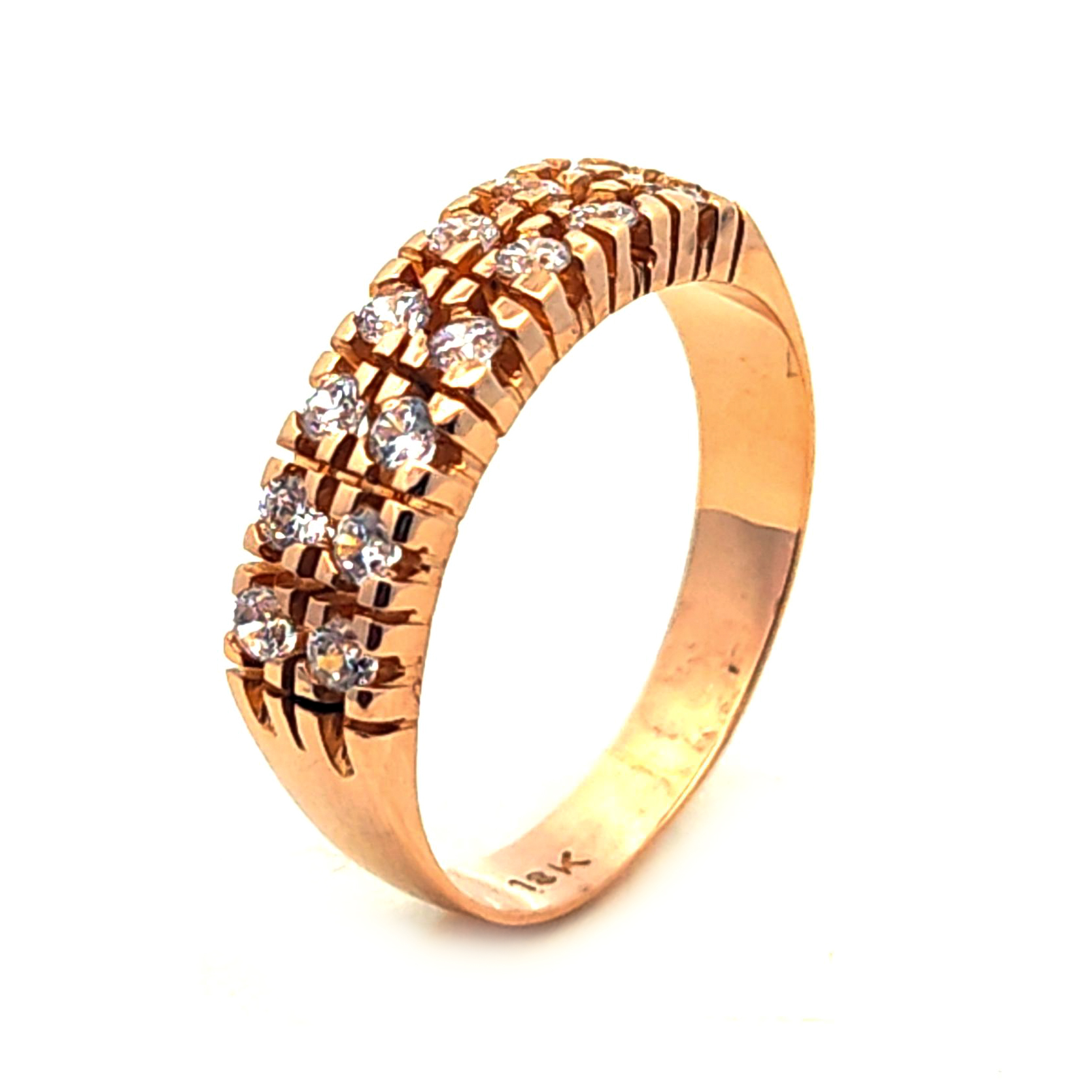 Anillo de oro 18k con circones, peso 3,96 grs, talla 16 1