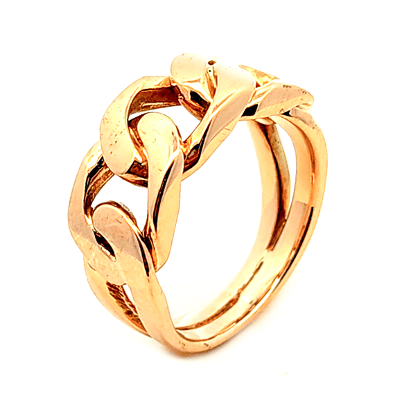 Anillo de oro 18k de eslabones grandes, peso 9,20 grs, Talla 14