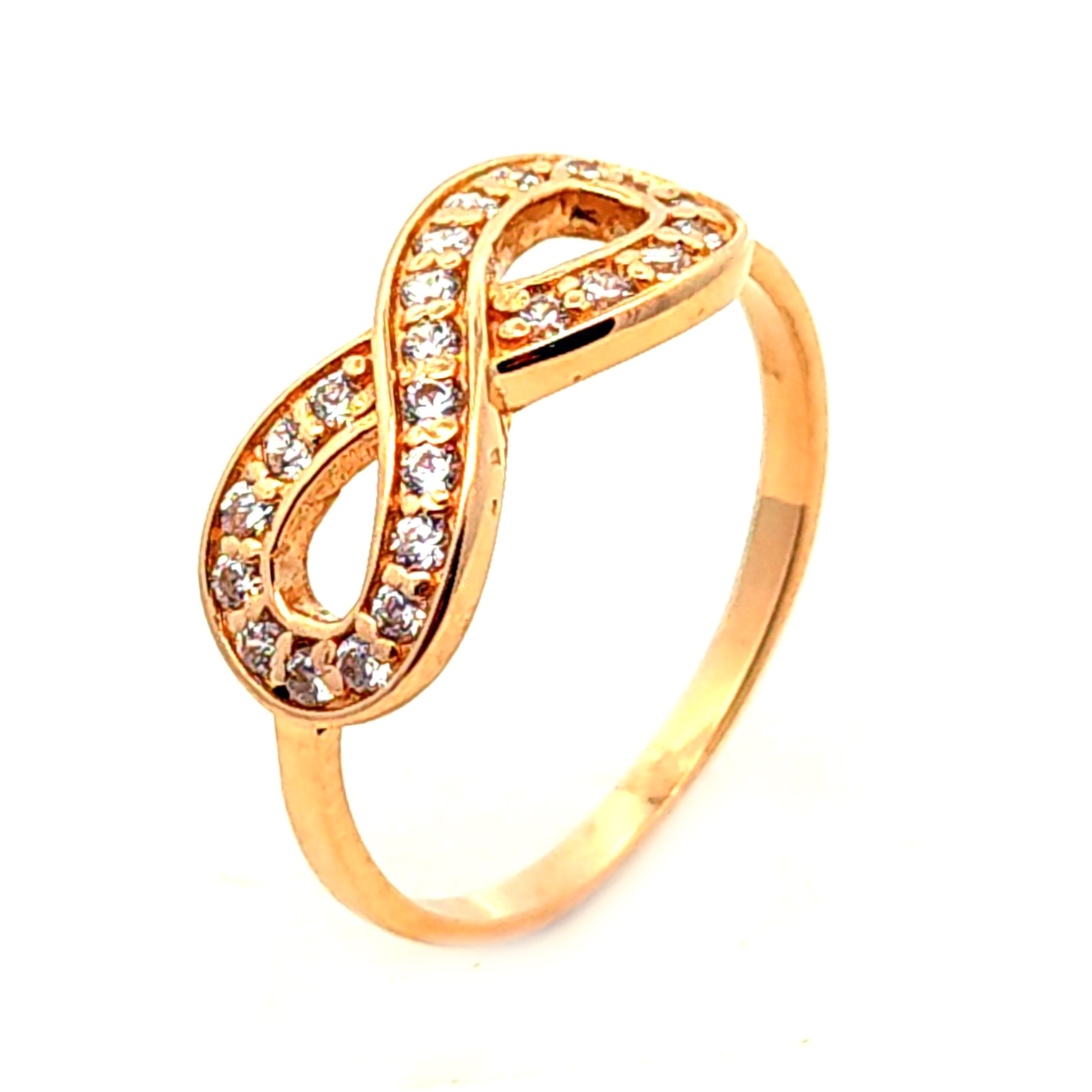 Anillo de oro 18k modelo de infinito con circones, peso2,50 grs, Talla 13 1