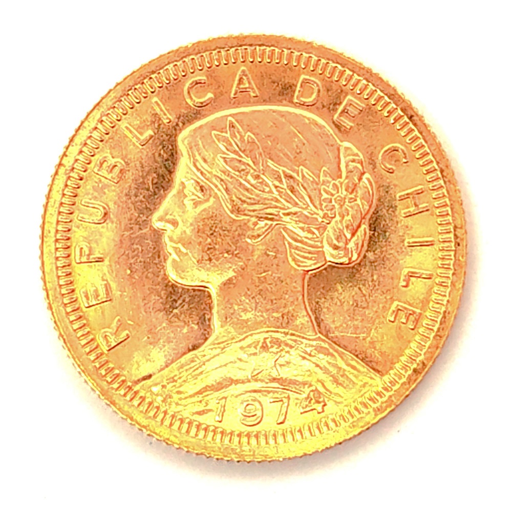 Moneda de oro 100 pesos año 1974 (Chile) 1