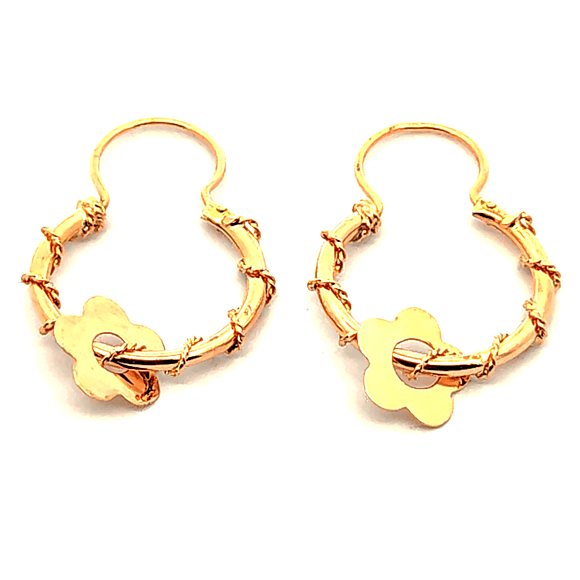 Aros de oro 18k colgante con flor, peso 2,64 grs