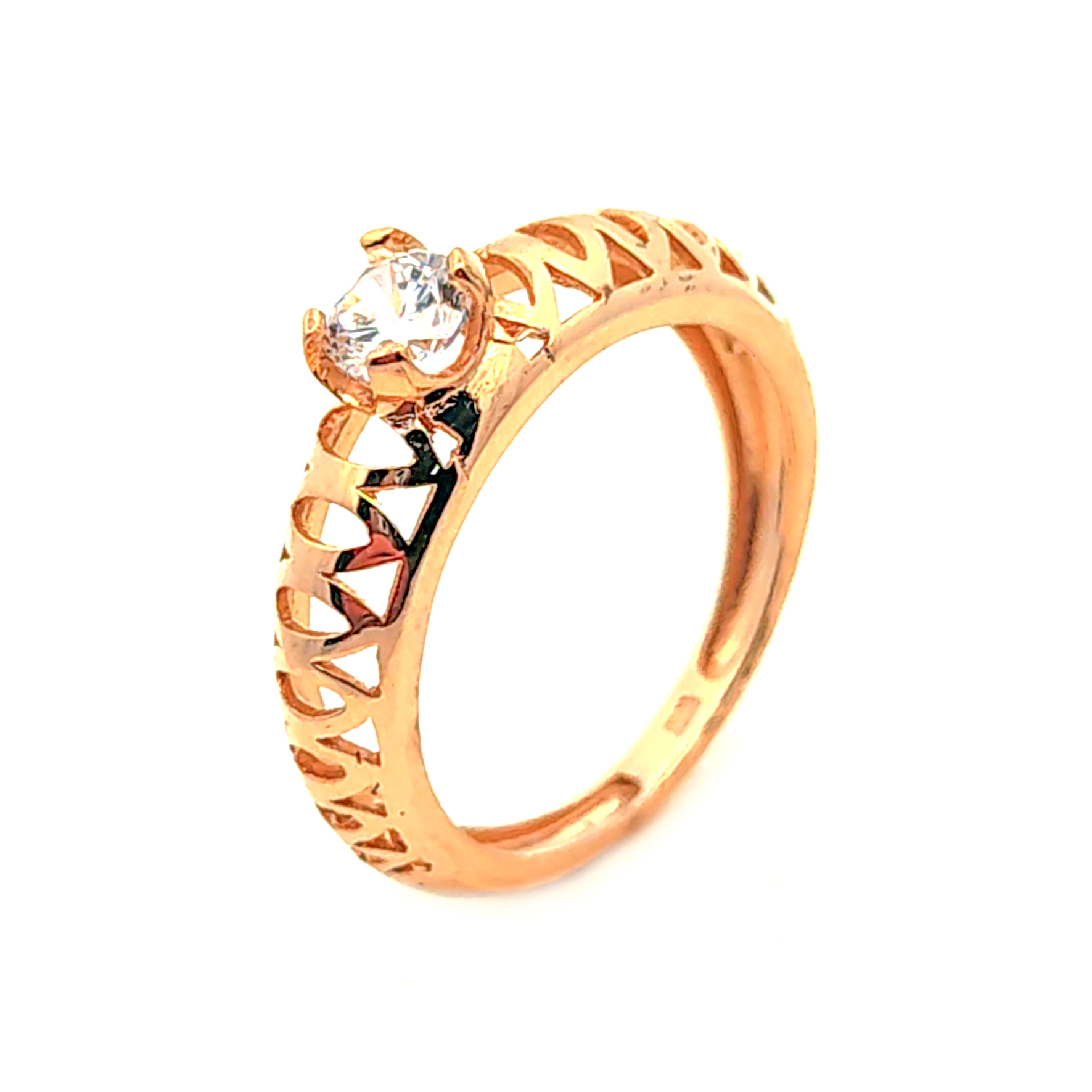 Anillo de oro 18k solitario con diseño, peso 2,90 grs, talla 14  1