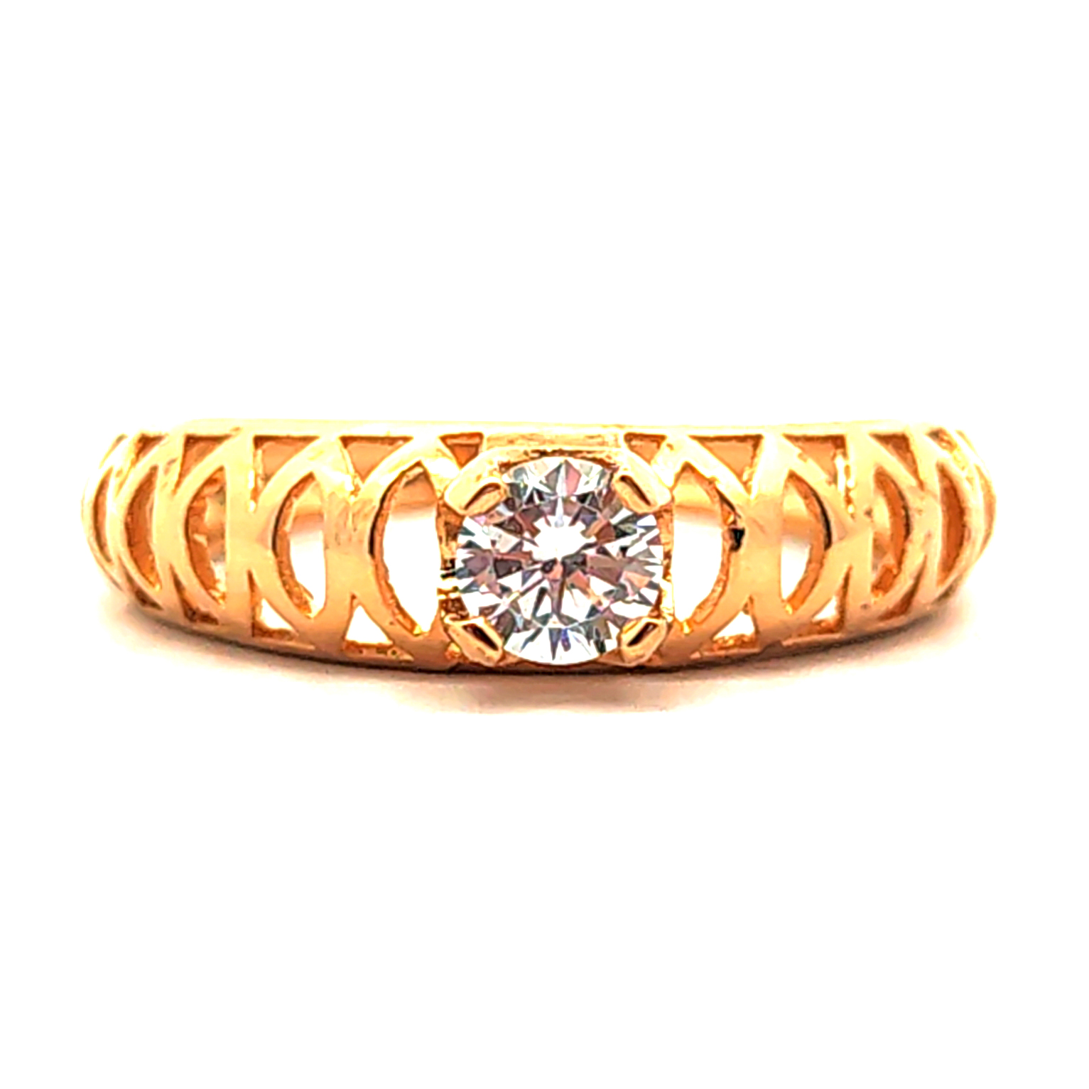 Anillo de oro 18k solitario con diseño, peso 2,90 grs, talla 14  2