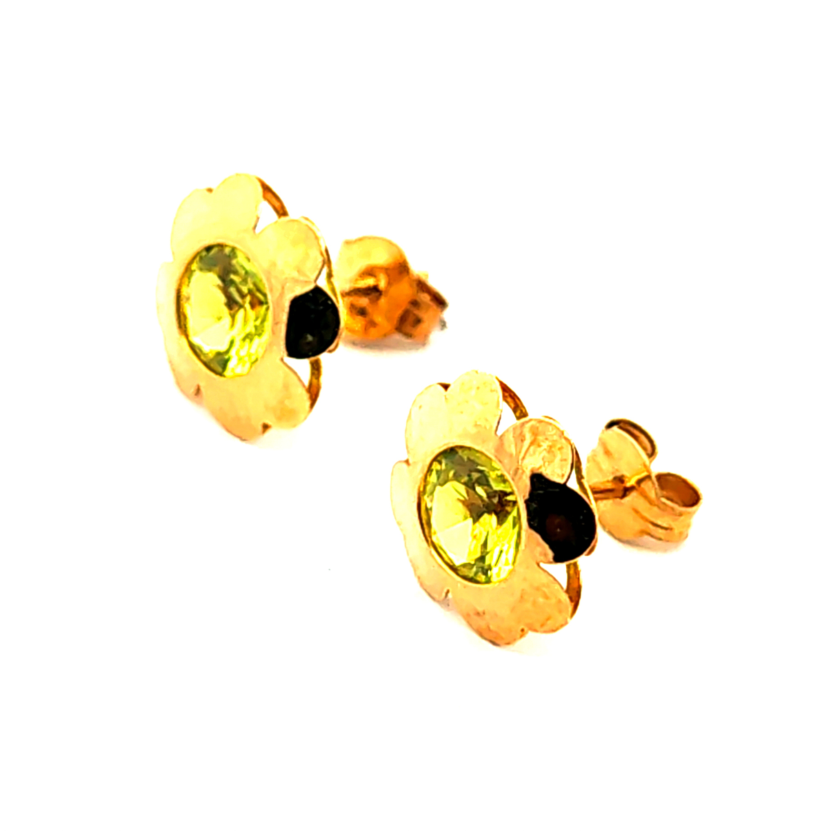 Aro de oro 18k modelo flor y circón, peso 0,80 grs 3