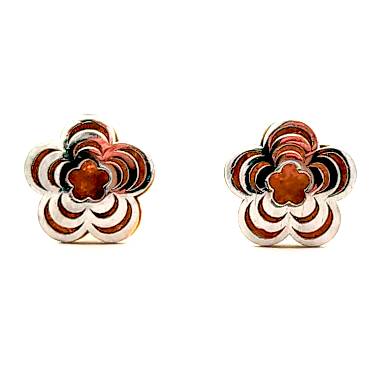 Aro de oro 18k modelo flor bicolor, peso 0,90 grs 2