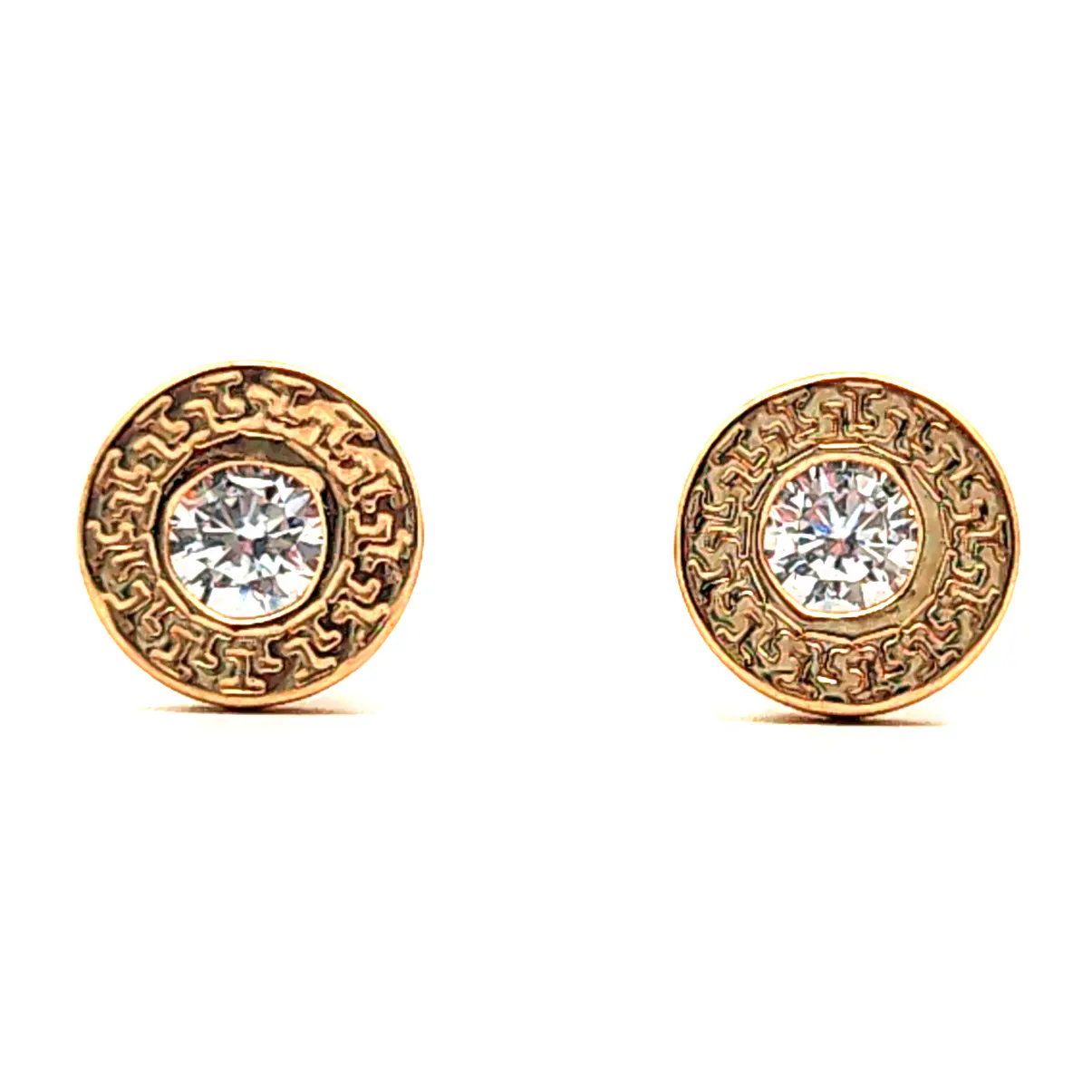 Aro de oro 18k  diseño circular y circón central, peso 0,67 grs 2