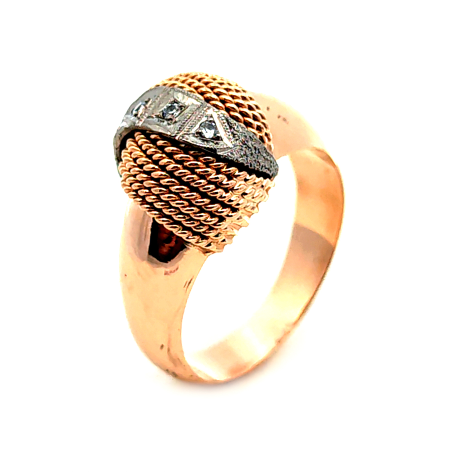 Anillo de oro 18k modelo chevalier con circones, peso 4,55 grs talla 16 1