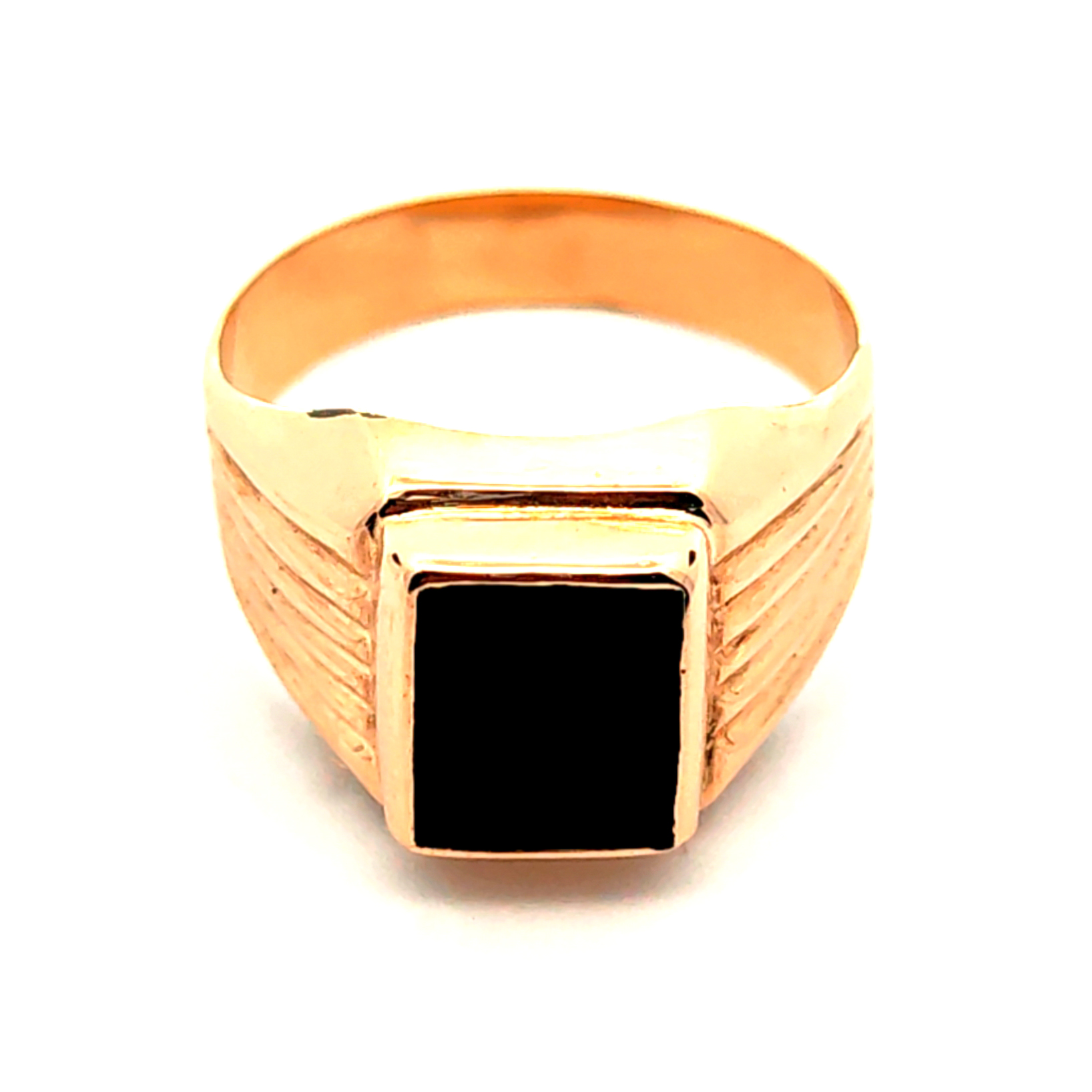 Anillo de oro 18k modelo sello con piedra negra, peso 6,57 grs talla 23 3