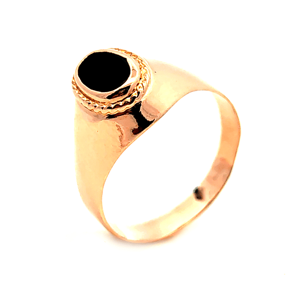 Anillo de oro 18k con piedra negra central, peso2,91 grs talla 16