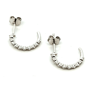 Aros de oro 18k modelo curvo con diamantes, peso 1,65 grs