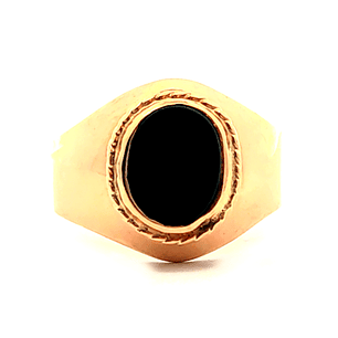 Anillo de oro 18k, tipo sello circular con piedra, peso 4,48 grs, talla 17