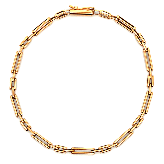 Pulsera oro 18k, de eslabones rectangulares con cierre tipo broche, peso 5,63 grs medida 22 cm 1