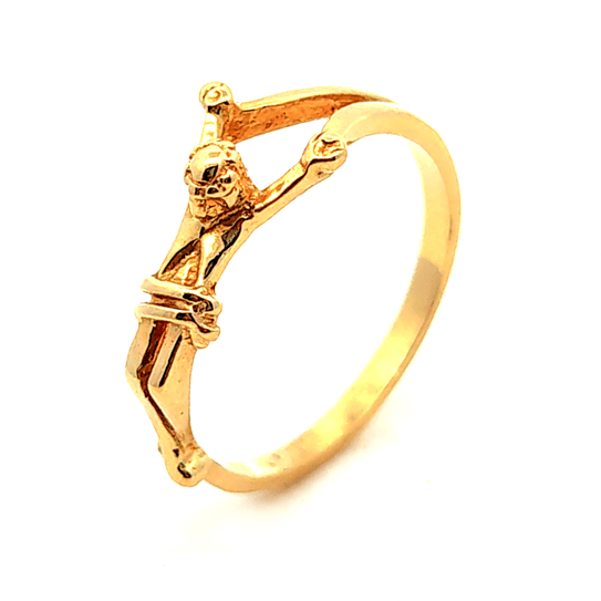 Anillo de oro 18k, diseño de Cristo, peso 2,37 grs, talla 14 1