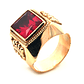 Anillo de oro 18k modelo sello con piedra roja central, peso 13,80 grs, talla 19 - Miniatura 1