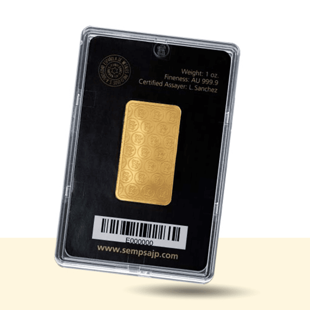 Mini Lingote o Barra Acuñada de Oro 24k, peso 1 onza. Origen: ESPAÑA 🇪🇦. Certificación LBMA. 4