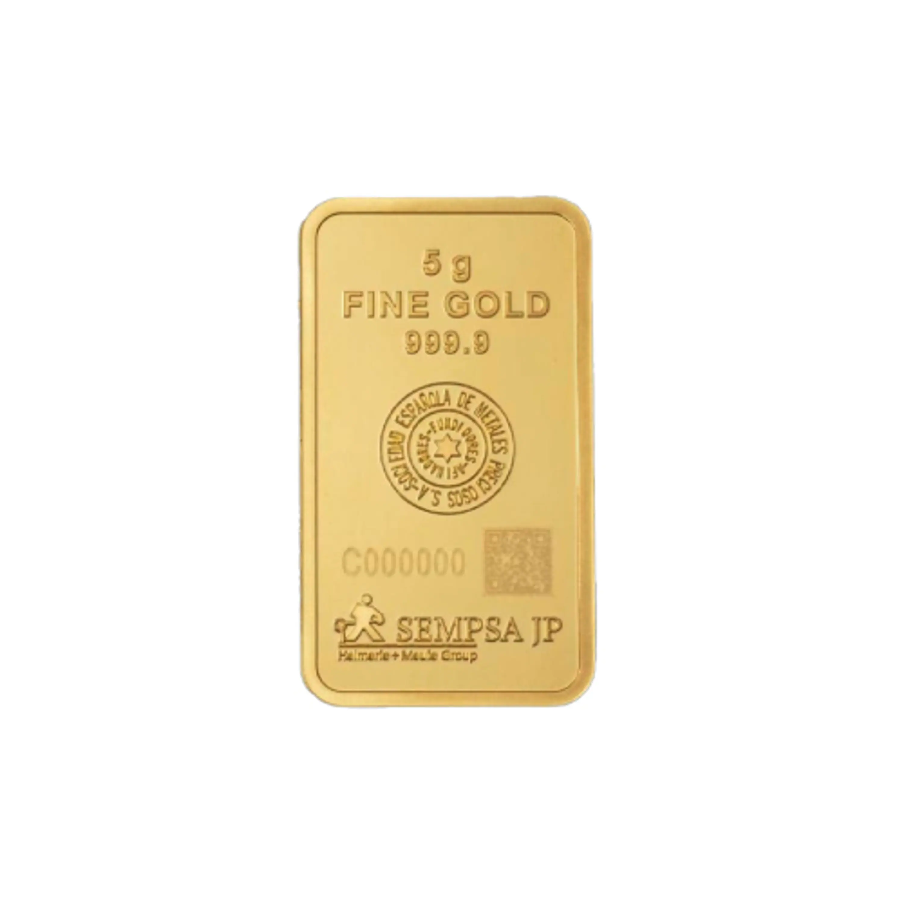 Barra de Oro 24k, peso 5 gramos Origen: ESPAÑA 🇪🇦. Certificación LBMA. 2