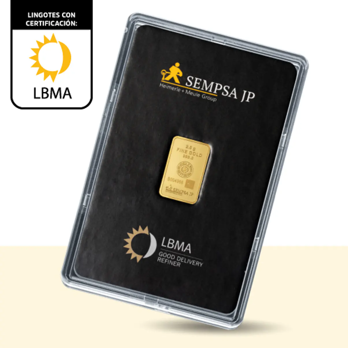 Mini Lingote o Barra Acuñada de Oro 24k, peso 2,5 g. Origen: ESPAÑA 🇪🇦. Certificación LBMA. 1
